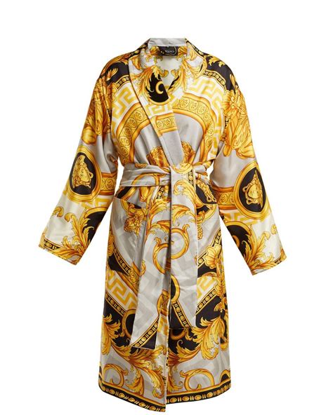 black and yellow versace robe